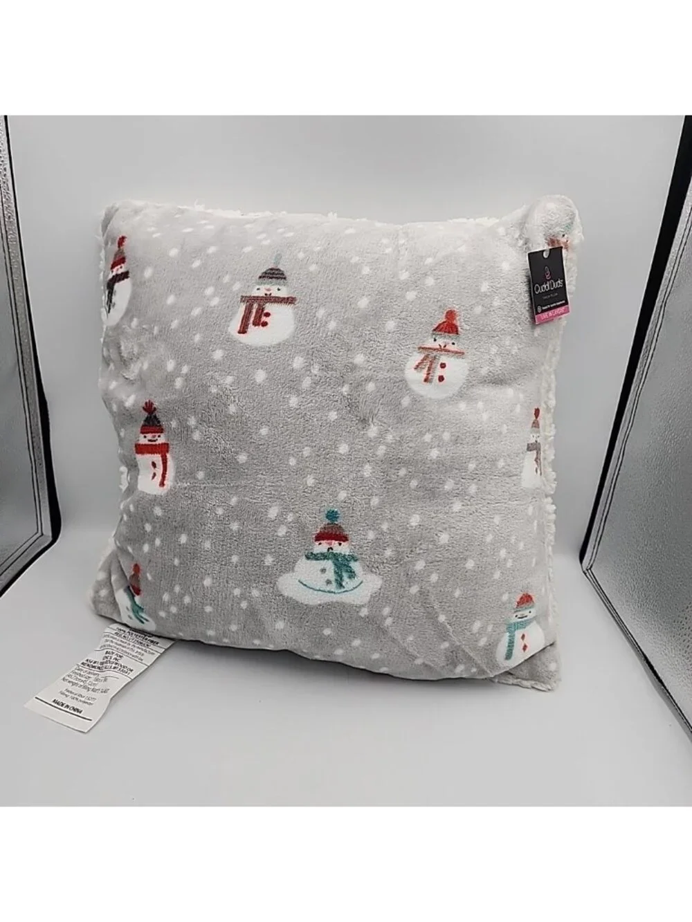 CUDDL DUDS KOHLS Print Throw Pillow Snowman Christmas Winter Fleece 18